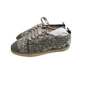 Generation Love women’s NWOT’s Silver Sequin espadrilles with laces. Size 39